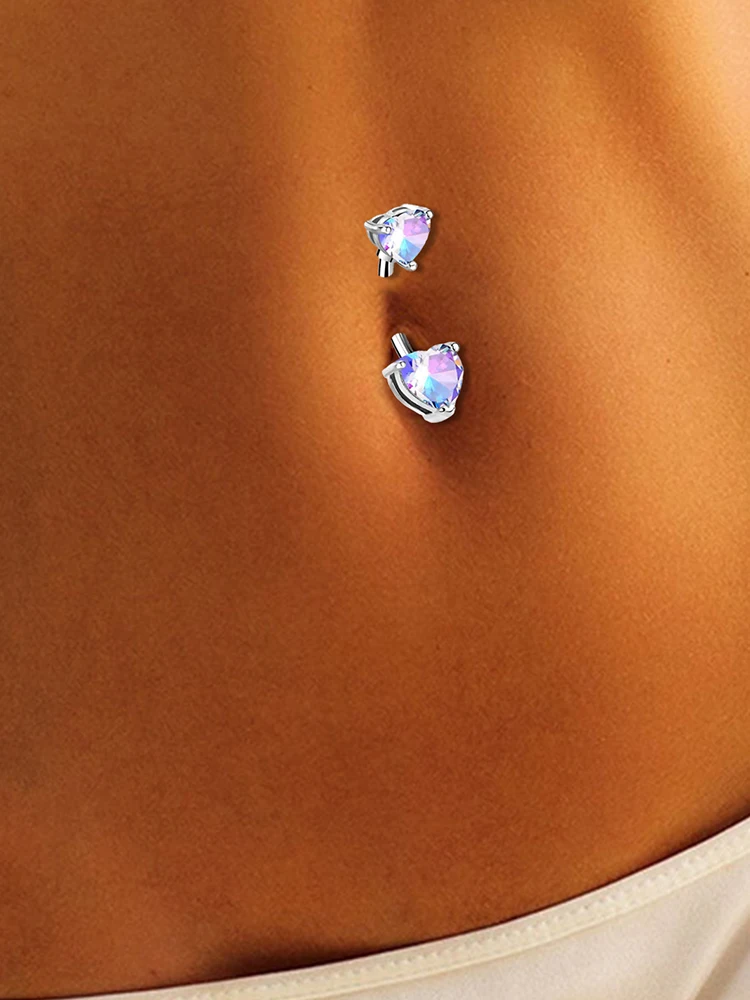 Женское кольцо для пупка с кристаллами из нержавеющей стали