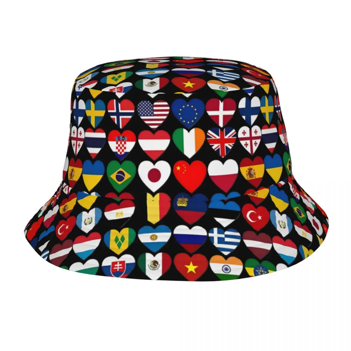 Летняя пляжная шляпа с флагами стран в форме сердца шляпа-ведро повседневная от