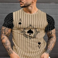 2021 new fashion handsome mens vertical stripe playing cards a3d printing t shirt summer hip hop style t shirt short sleeved tr