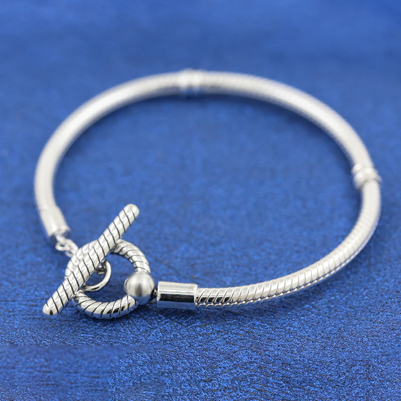 Bracelets en argent regardé 925 authentiques, détruisez AndrClasp, T-bar Coussins Moments, Pave Link, Salle JODIY Bangles imbibés de perles de charme