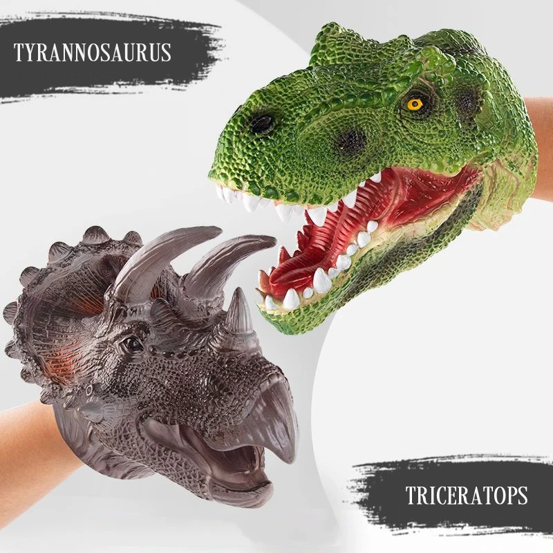 Фото Перчатки динозавров для детей и взрослых, мягкие резиновые куклы T-Rex, акулы, трендовый подарок для мальчиков, велоцираптор, вдохновленные юр... №2