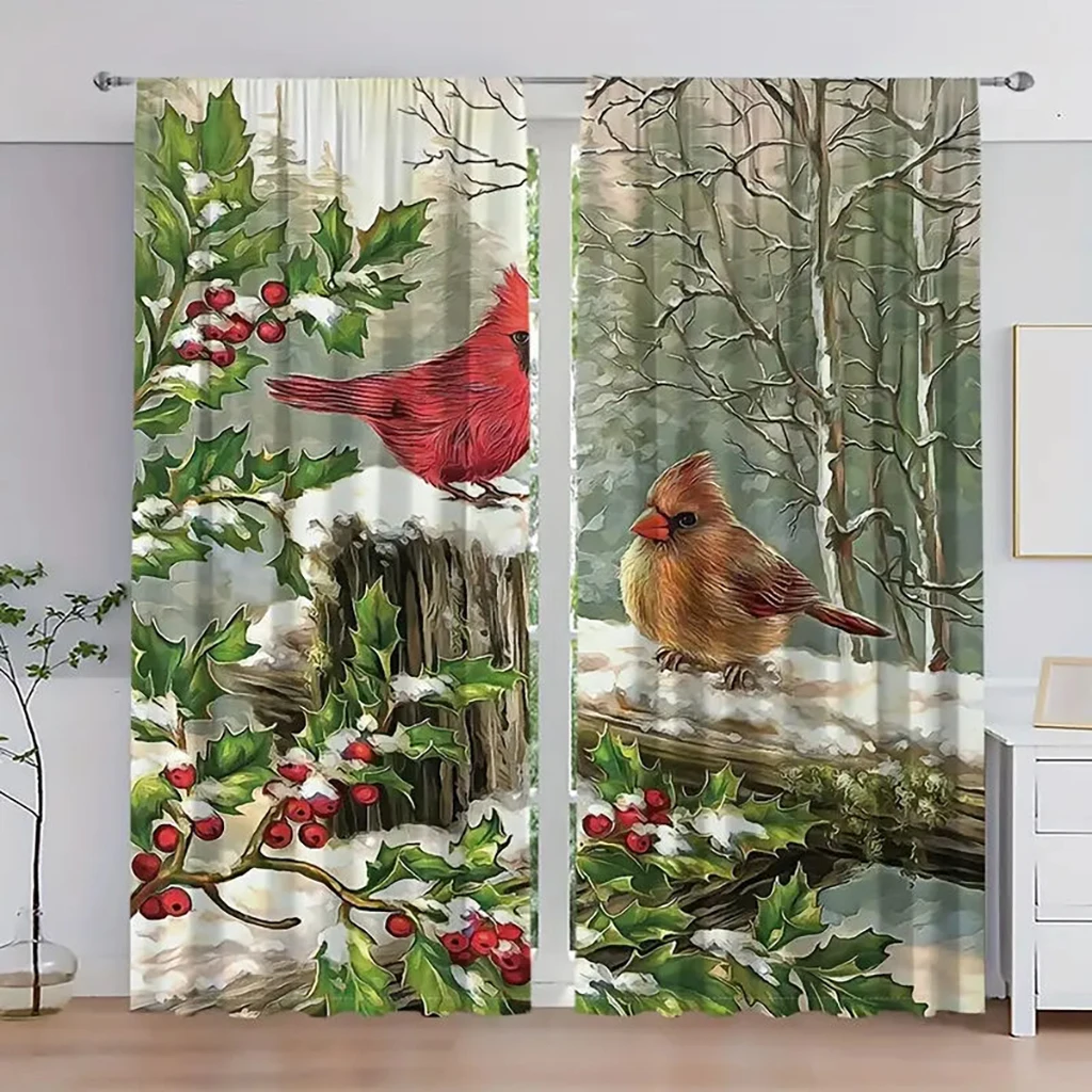 

Halloween Flower, Bird, Snowflake and Pumpkin Print Curtains, Polyester Material, Party Decoration for Living Room, Dining Room