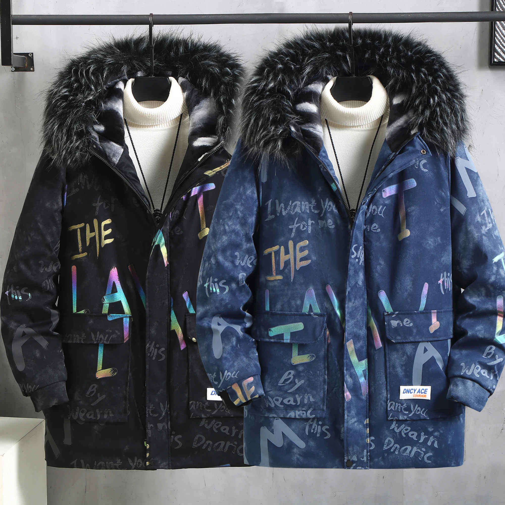 

Winter Thick Jacket Men Parkas Fashion Warm Jackets Hooded Coats Casual Printed Plush Outdoor Outerwear Male Plus Size 9XL 10XL