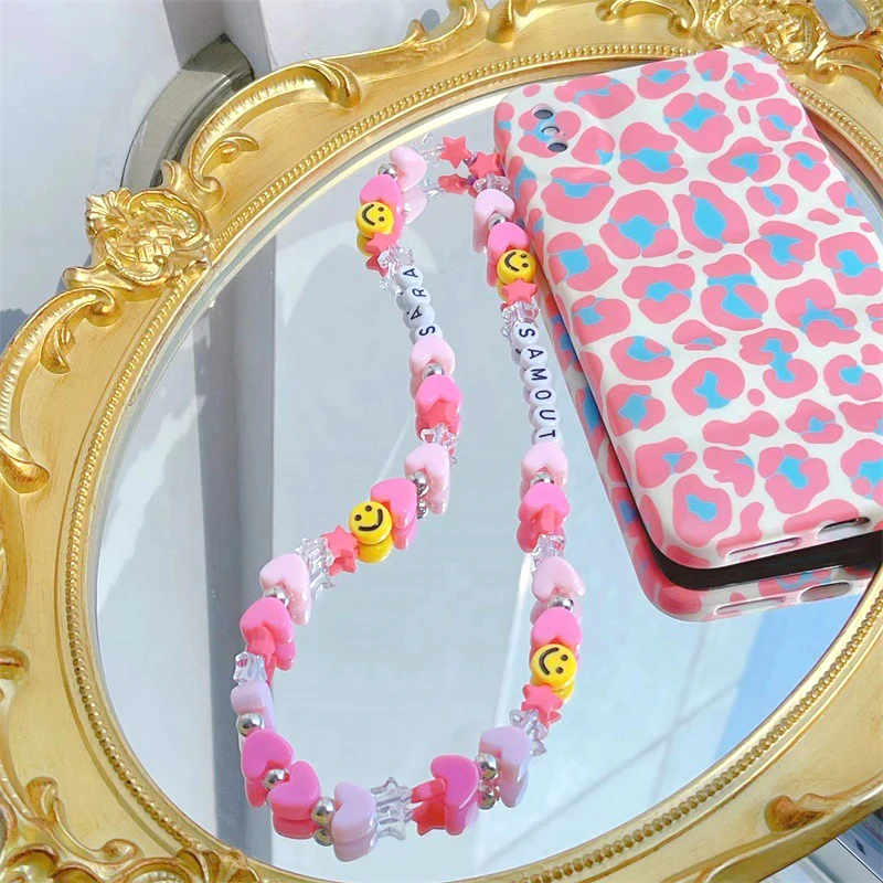 Colorful Stars Smiley Key Chain Ladies Fashion Cute Romantic Vintage Cool Keychain Charm Korea 90s Aesthetic Bag Phone Chain New