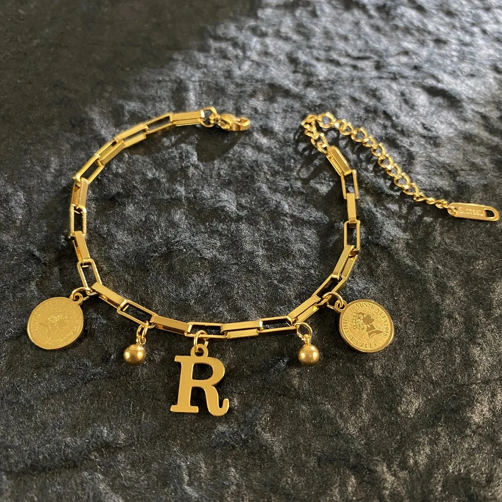 Женский позолоченный браслет из нержавеющей стали с монетами