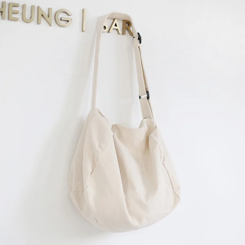 Korean Casual Trendy Large Canvas Women Shoulder Bag Solid Color Ladies Crossbody Handbag For Female Girls Student