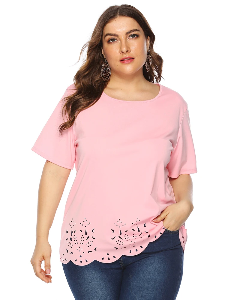 2022 Short Sleeve For Women's Tunic Peplum Fashion Tops Solid Blouse Tee Plus Size Women Clothing Summer Casual T Thirt