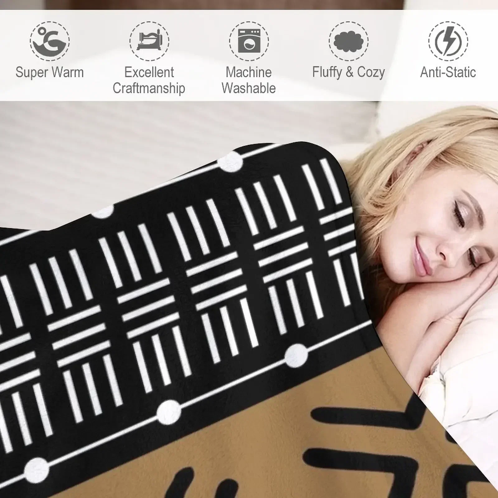 Коричневое африканское племенное грязевое одеяло с узором мягкие полярные