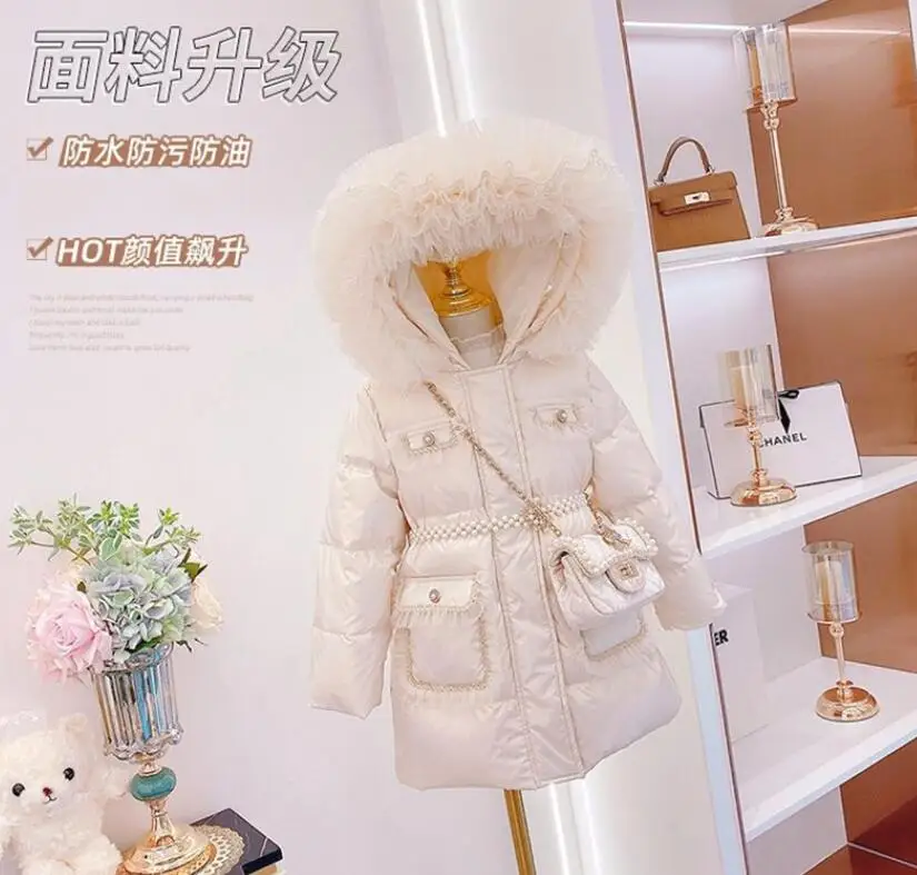 

Retail 2022 Baby Kids Korea Hooded Winter Coat, Princess Kids Fashion Outwear 4-9T