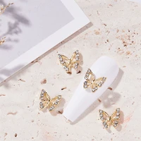 10pcs 3d butterfly alloy nail art decorations gold silver metal diamond charms for nails diy luxury nail accessories glitter gem