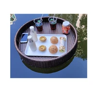 popular seaside pool swimming drinks food serving tray basket rattan bali floating tray