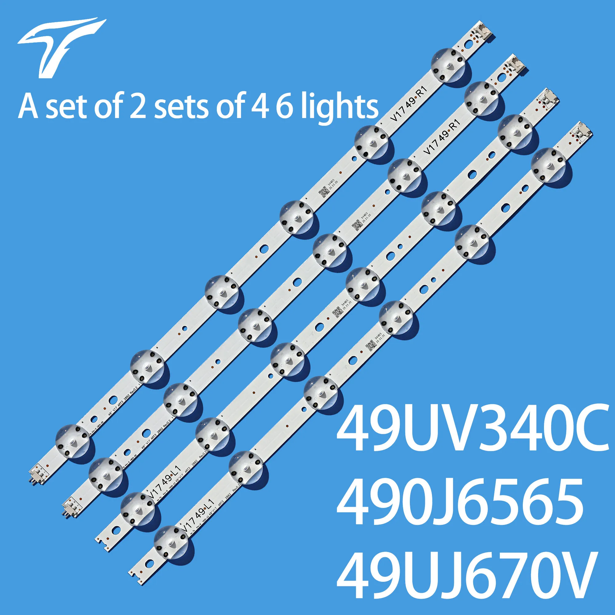 

New Kit 4 PCS LED strip For LIG 49UV340C 49UJ6565 49UJ670V 49 V17 ART3 2862 2863 6916L-2862A 6916L-2863A V1749L1