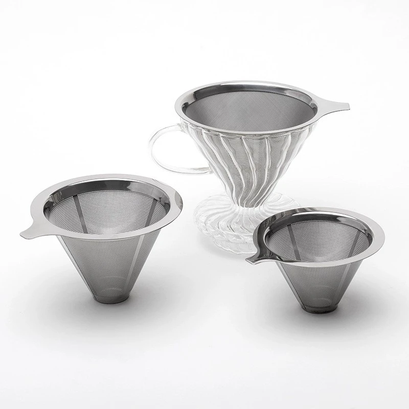 

Dripper With Stand Holder Reusable Filter Tea Strainer Stainless Steel Cone Coffee Filter Baskets Mesh