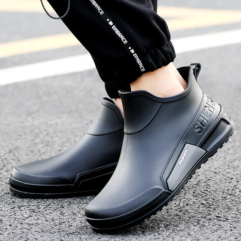 2025: мужские резиновые сапоги противоскользящие уличные повседневные съемные