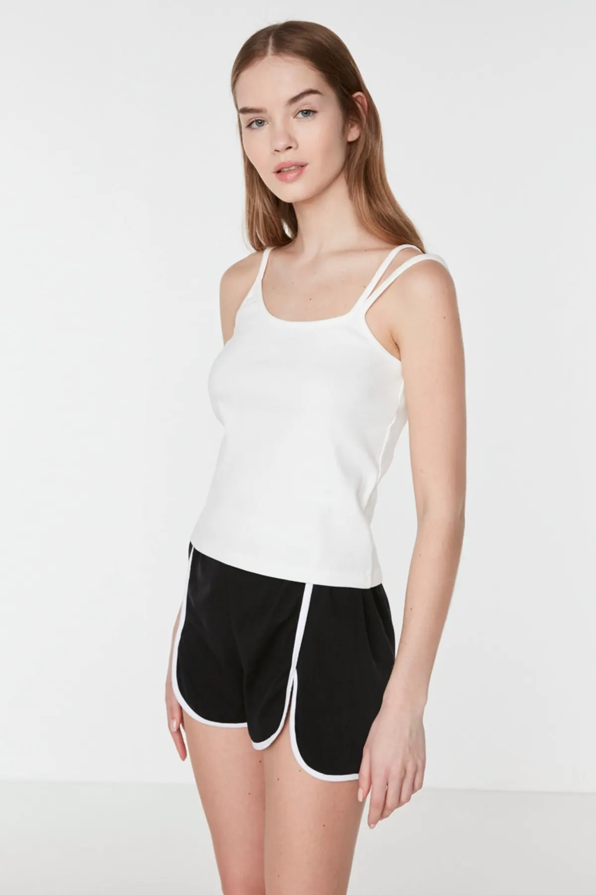 

Women's Summer Crop Top Blouse White Collar Camisole Knitted Blouse hot girl top boots toming shirt