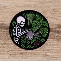 skull watering plants cartoon lapel pins for backpacks womens brooch briefcase badges enamel pin collections jewelry decoration