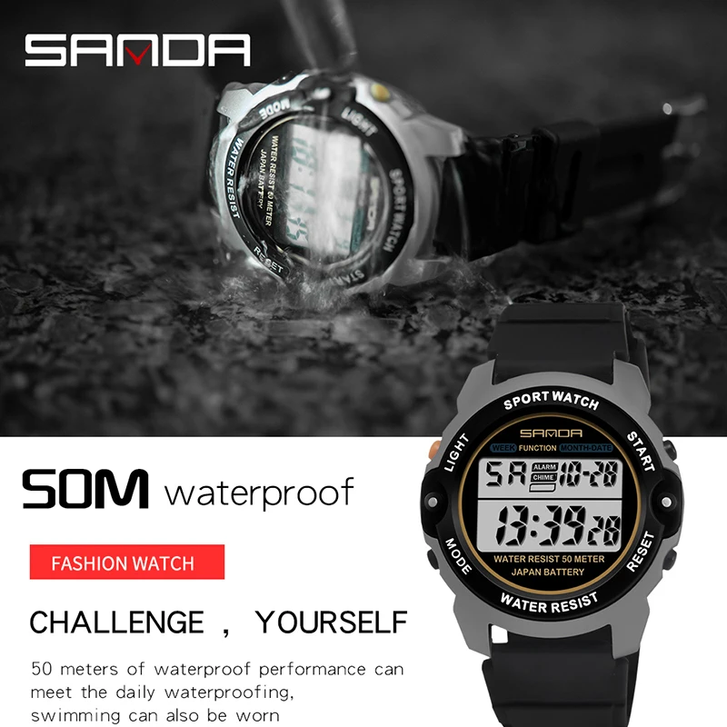 SANDA Women Outdoor Sports Chronograph Watch HD LED Electronic Display Watch Alarm Clock Multi Function Shockproof Watches 6003 enlarge