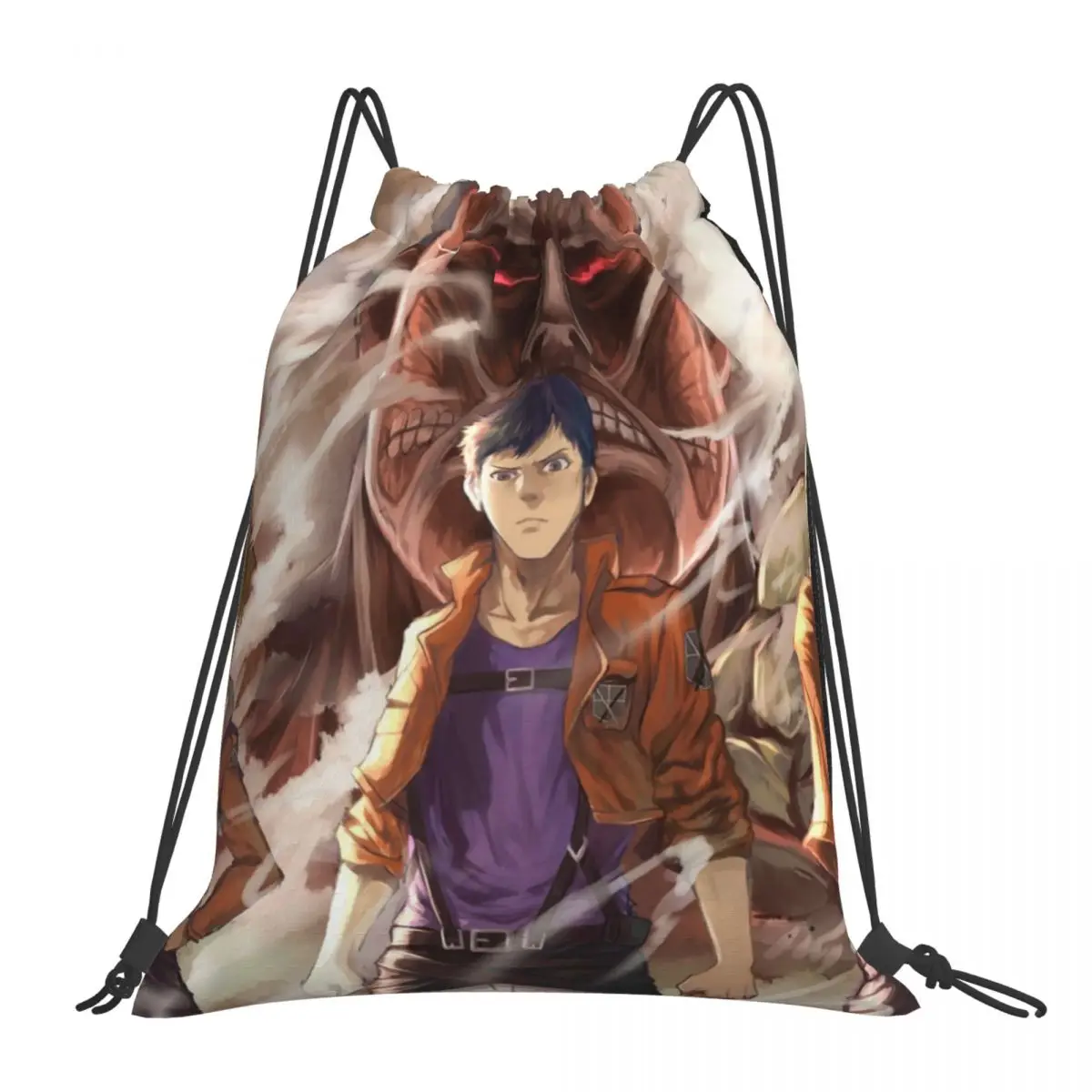 

Attack on Titan Drawstring Backpack Bag Gym Sport Sackpack Women Men String Cinch Yoga Lightweight Unisex knapsack