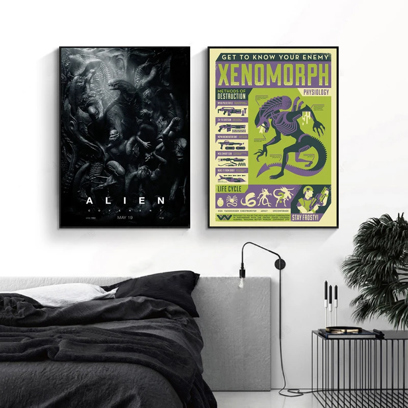 

Ретро, классический, Инопланетянин, задействие, ужас, фильм, печать, художественный холст, плакат для гостиной, Декор, домашняя Настенная кар...