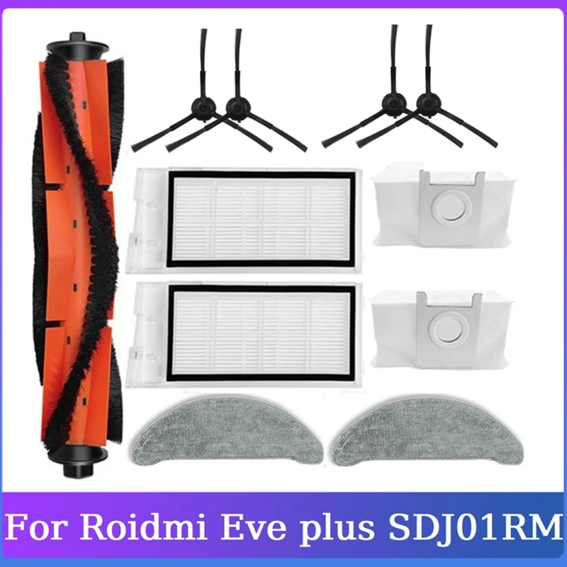 

11PCS Replacement Accessories Kit For Roidmi Eve Plus SDJ01RM Robot Vacuum Cleaner Main Side Brush HEPA Filter Mop Cloth