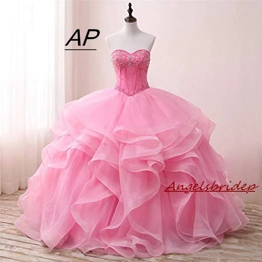 

ANGESLBRIDEP Real Photos Sweet 16 Quinceanera Dress Puffy Ruffles Tiered Tassel Vestido De 15 Anos Long Party Debutante Gowns