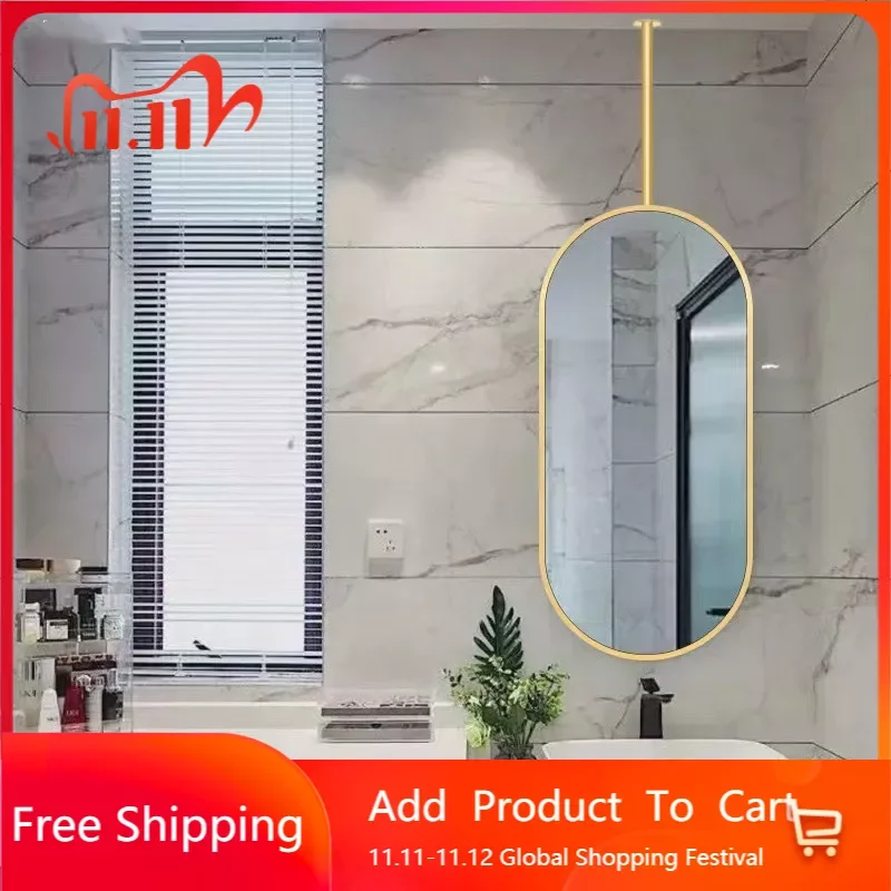 

Metal Nordic Bathroom Mirror Hanging Glass Vanity Design Aesthetic Bathroom Mirror Irregular Custom Espelho Home Improvement