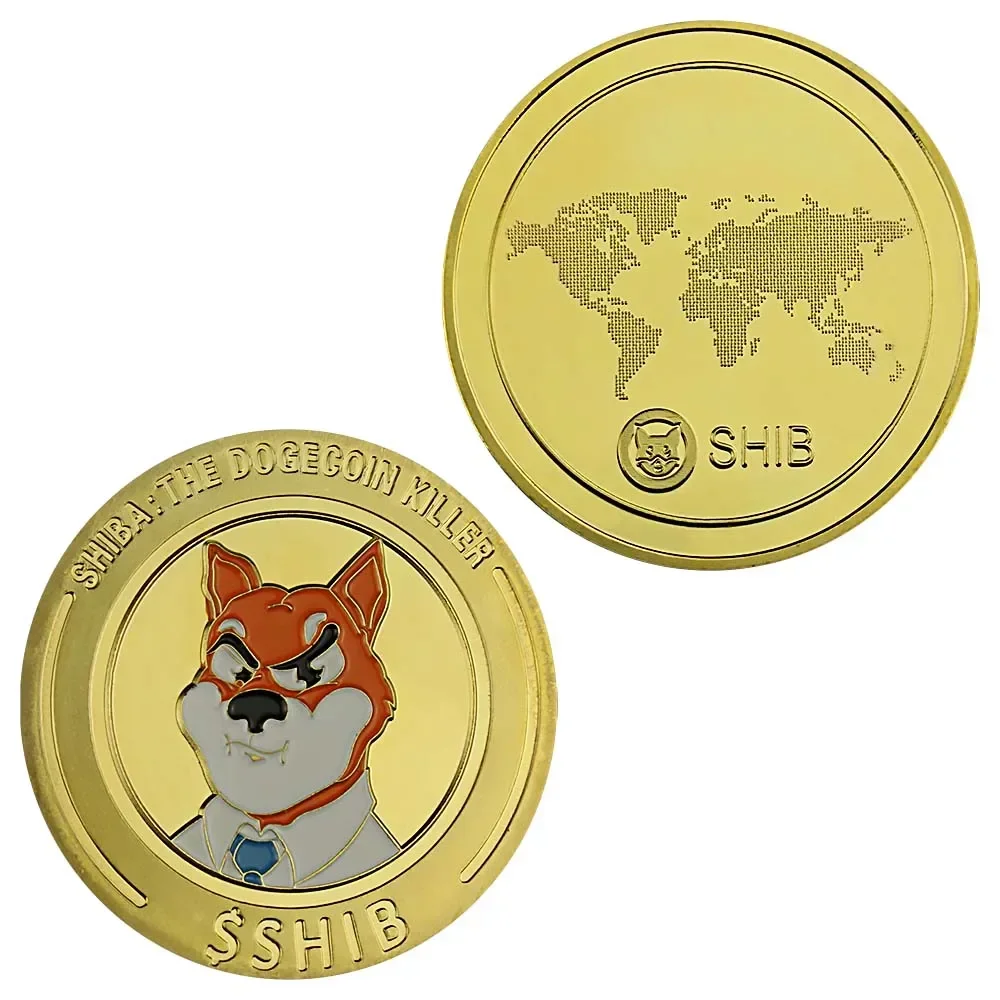 

Золотая позолоченная памятная монета Shiba Inu
