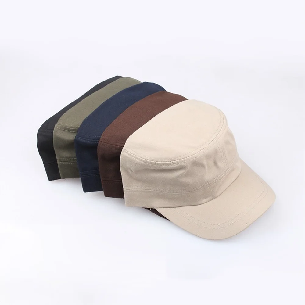 

Military Style Field Cap All Seasons Cotton Solid Color Uniform Hat Solid Color Male Female Student Army Training Flat Top Hat