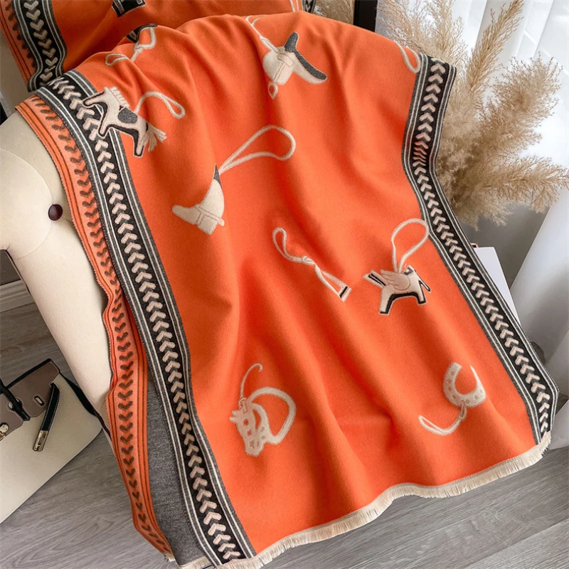 

2023 Новый женский шарф зимние кашемировые шарфы брендовая шаль с принтом Пашмина одеяло Открытый шейный платок женский платок Bufanda