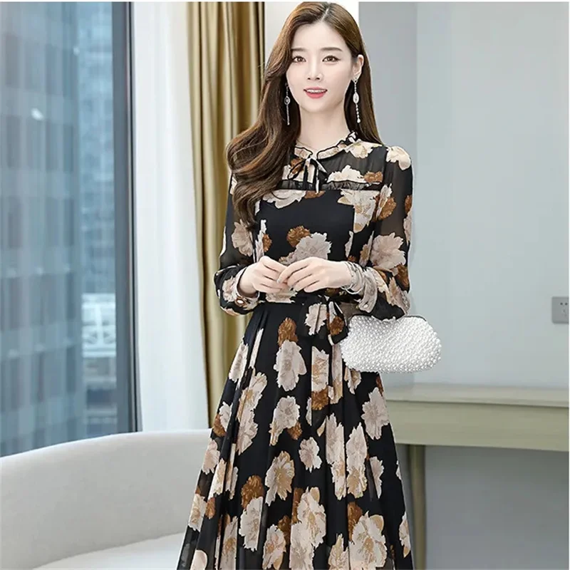 Женское Пляжное Платье макси с длинным рукавом Элегантное синее шифоновое