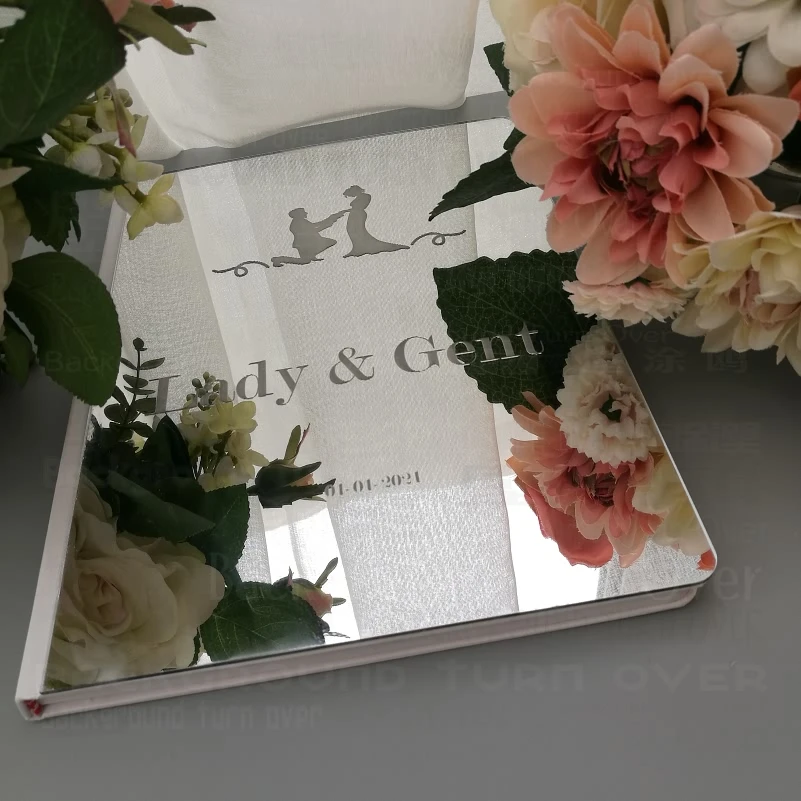 

Guest Book Wedding Personalized Guestbook Signature Decor Custom Mirror Party White Customized Names Date Gifts For G019