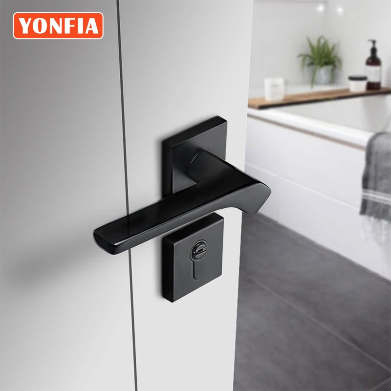 YONFIA A8186R03 Европейская Современная черная квадратная алюминиевая дверная ручка с