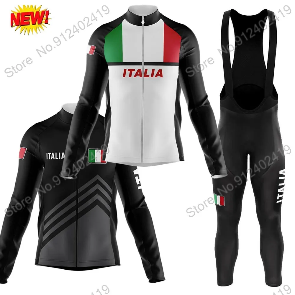 

Italy National Team 2023 Italia Mens Cycling Jersey Set Summer Clothing Suit Long Sleeve MTB Bike Road Pants Bib Ropa Ciclismo