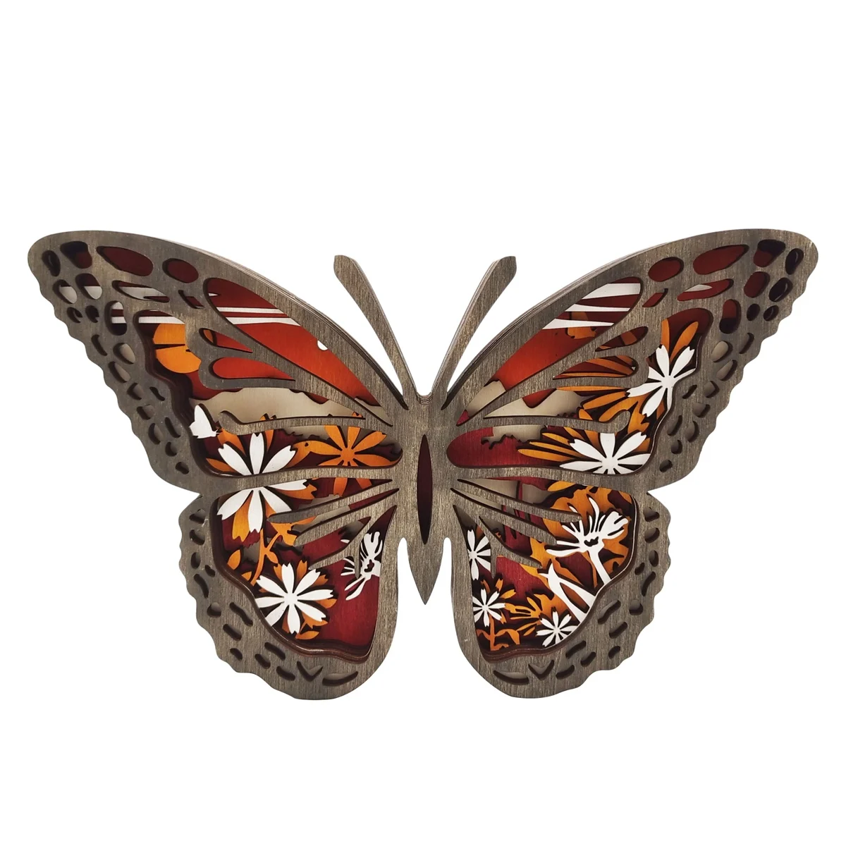 

Office Desk Wood Sculpture Butterfly Statue Forest Wood Home Ornament Multilayer Woodland Eagle Silhouette Decor Office