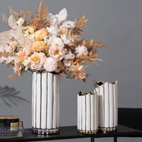 creativity white outline in gold ceramic vase stripe irregular hydroponic flower arrangement straight flower vases decoration
