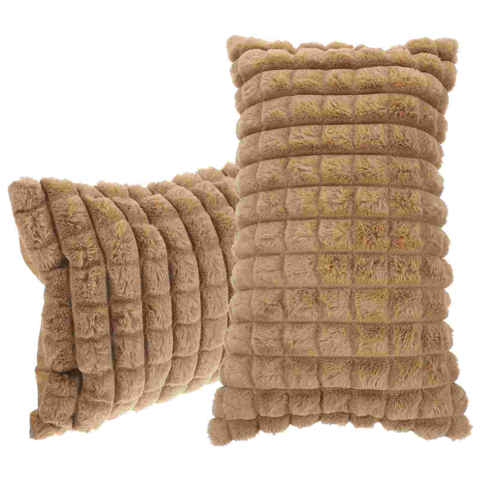 

2Pcs Sofa Pillowcase Ornamental Throw Pillow Cover Simple Color Pillowcase Home Supplies