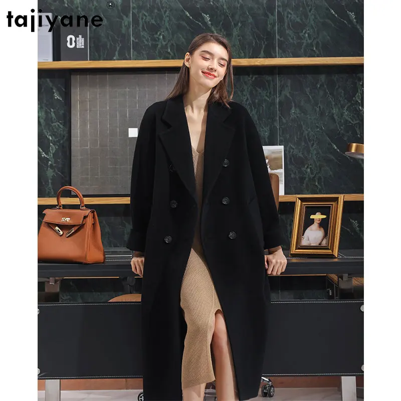 

Женское элегантное шерстяное пальто Tajiyane, кашемировое пальто средней длины на осень и зиму 2023, Женская куртка из 90% шерсти, женские куртки высокого качества