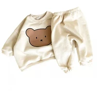 childrens spring suit korean version childrens clothing baby bear head print suit boy baby spring cartoon two piece set