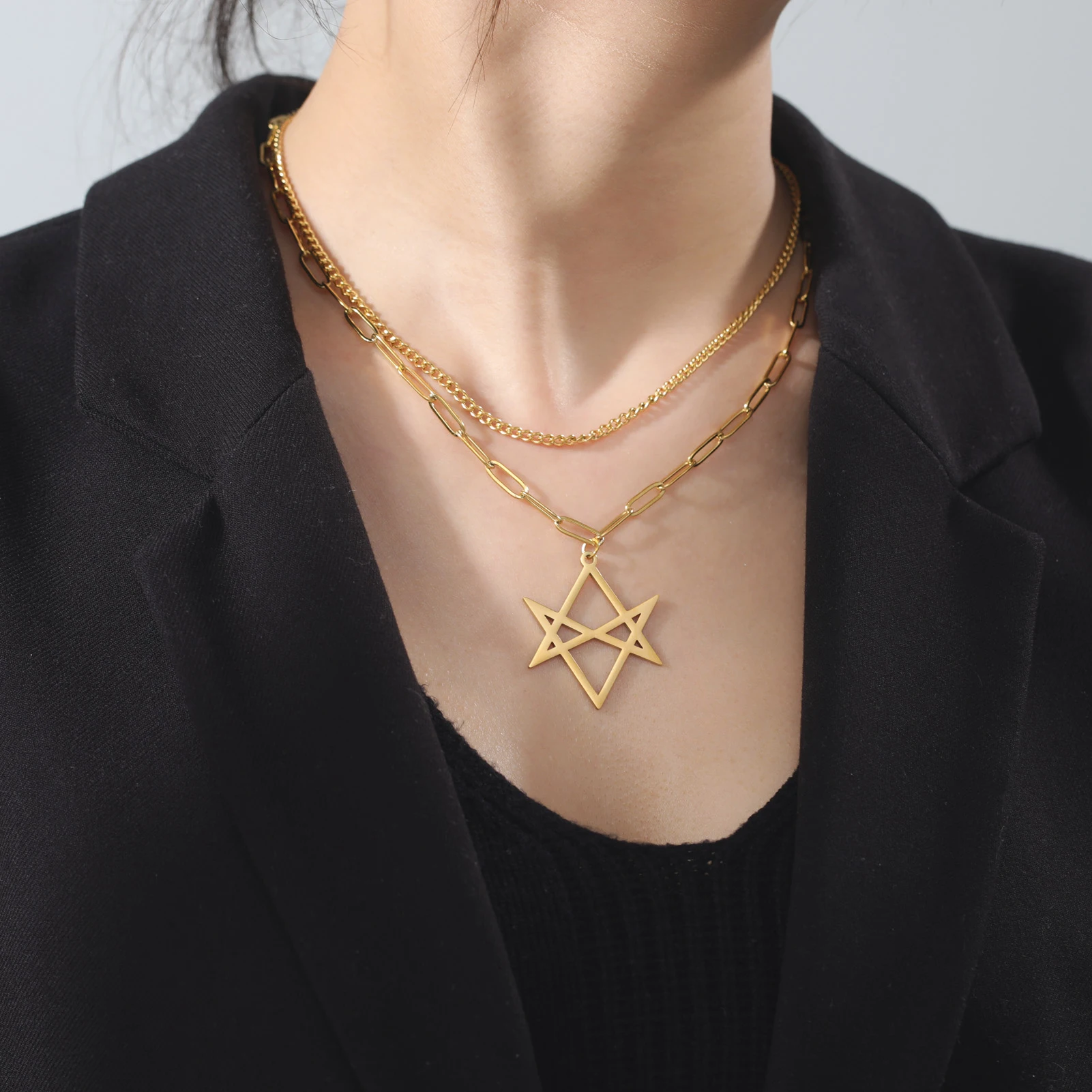 LIKGREAT Thelema Unicursal Hexagram Symbol двухслойное ожерелье винтажный религиозный талисман