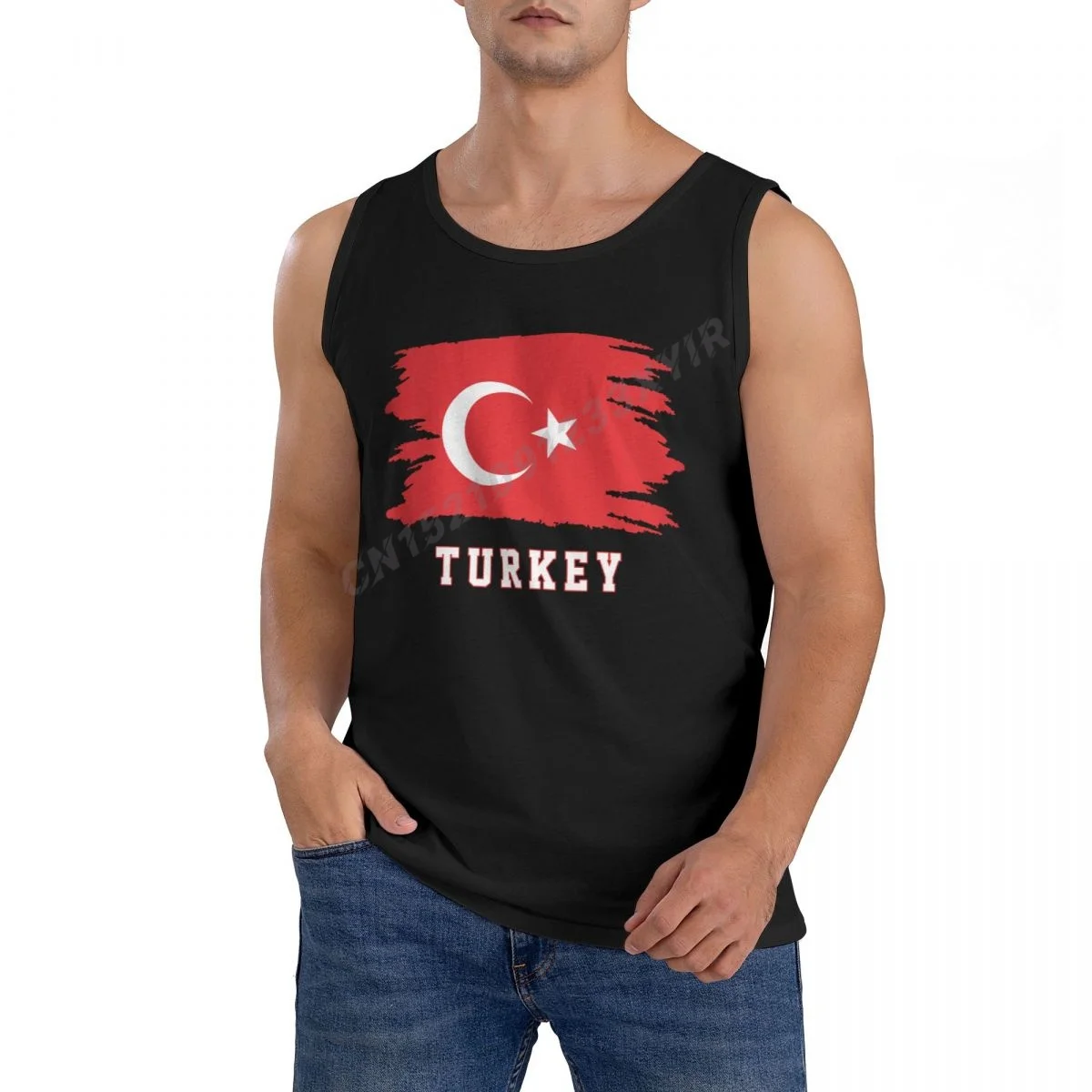 

Men Tank Top Turkey Flag Cool Turks Fans TankTop Men's Shirt 100% Cotton S-3XL O-neck Sleeveless Cool Summer