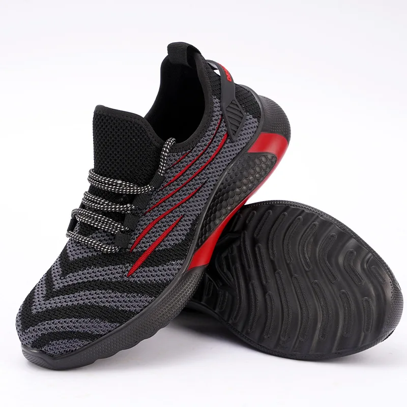 New Hiking Shoes Men Fly-Woven Mesh Breathable Working Shoes Ruction Ste Anti-Smashing Anti-Piercing Protective Light Shoes