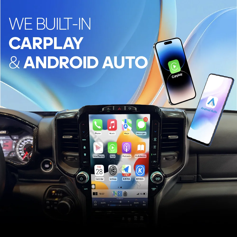 Фото 14,5 ′′ Carplay Android 15 для Dodge RAM 1500 2019-2024 UIS7870 Автомобильный мультимедийный плеер GPS-навигация Авто 4G Wi-Fi 360 камера №4
