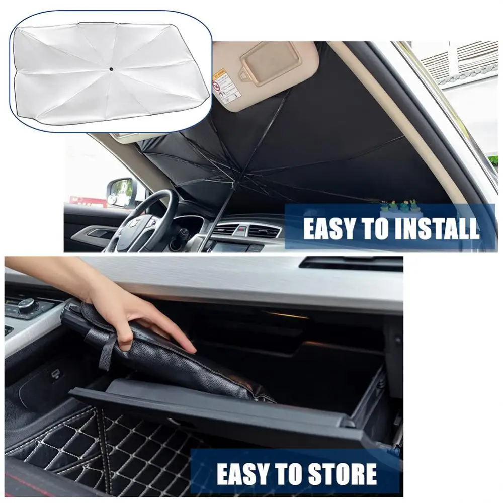 

Heat Insulation Car Sunshade Durable 1pcs Car Front Windshield Sunshade Retractable Folding Car Front Sunshade Summer Supplies