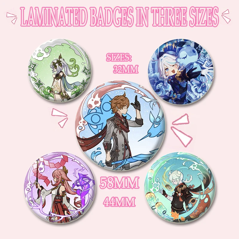Игровой значок Genshin Impact Badge Furina,Kamisato Ayaka,Barbatos, kaedeхара Kazuha,Yae Miko,Balladeer, нахида, эмалированные булавки для подарка (art.: 3920c8caab647) - 3920c8caab647