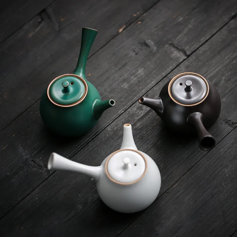 

Retro Green Teaware Designer Cup Japanese Ceramic Kyusu Teapots Chinese Kung Fu Tea Pots Drinkware Trend Gift For Friend