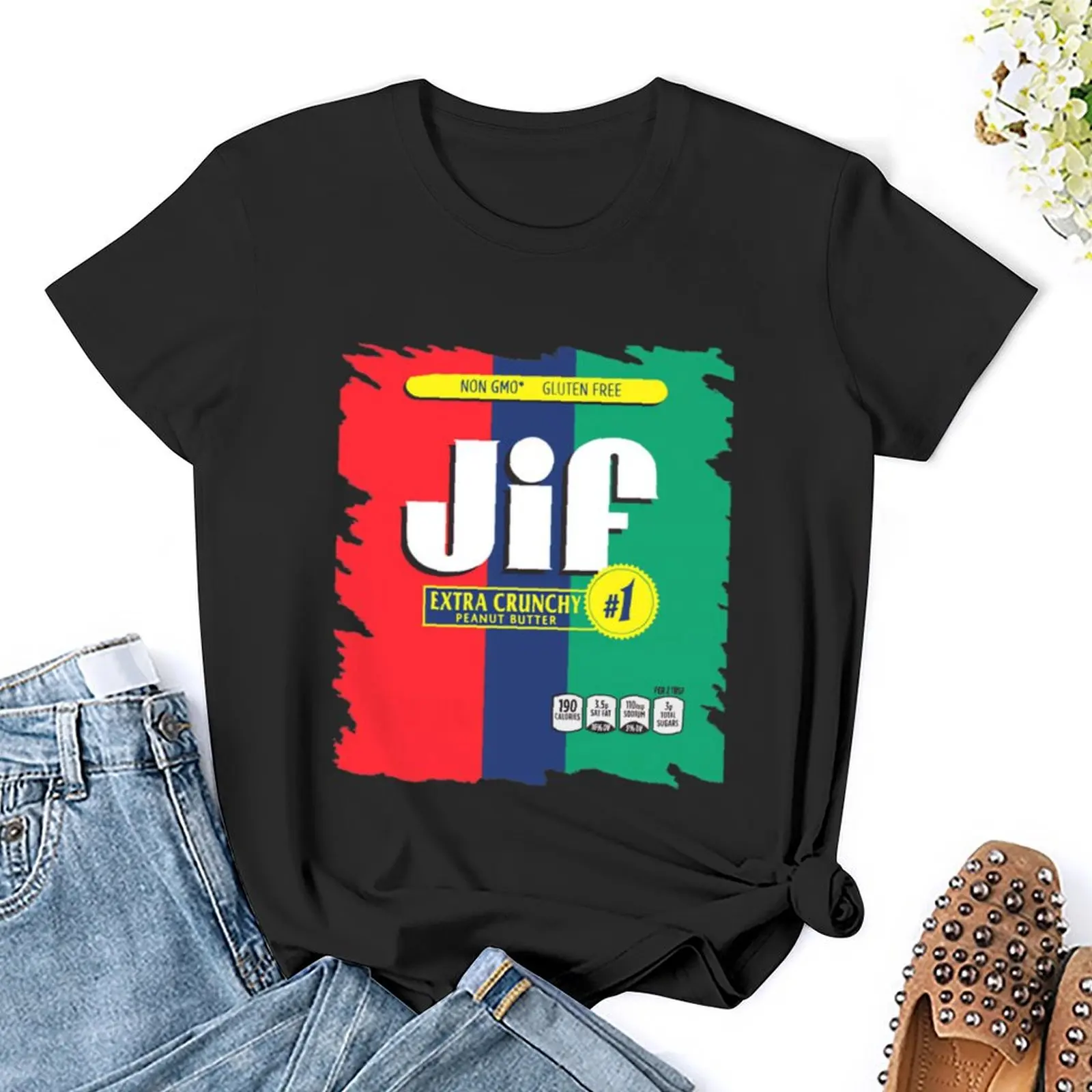 Jif хрустящая Дизайнерская футболка с арахисовым маслом модные корейские