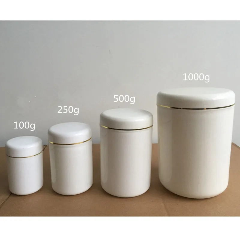 100/250/500/1000g PP White Cream Jar Mask Jar Honey Royal Jelly Bottle Powder Bottle Cosmetic Container Empty Food Packing Cans