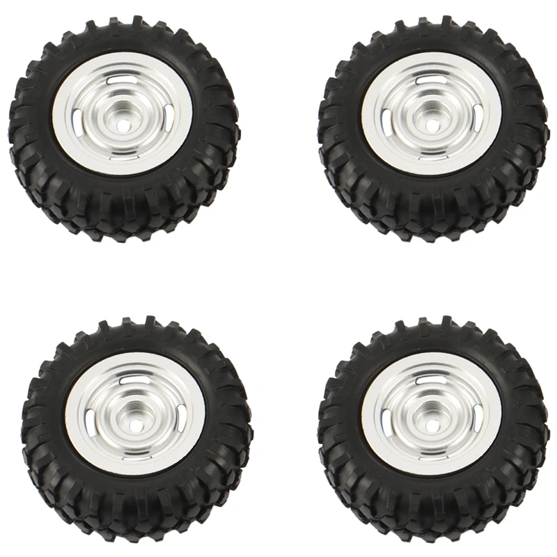 

4PCS Metal Beadlock Wheel Rims Tires Tyre Set For Axial SCX24 90081 1/24 RC Car