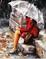 5d diamond painting a woman in red in the rain full drill by number kits for adults diy diamond set arts craft a1092