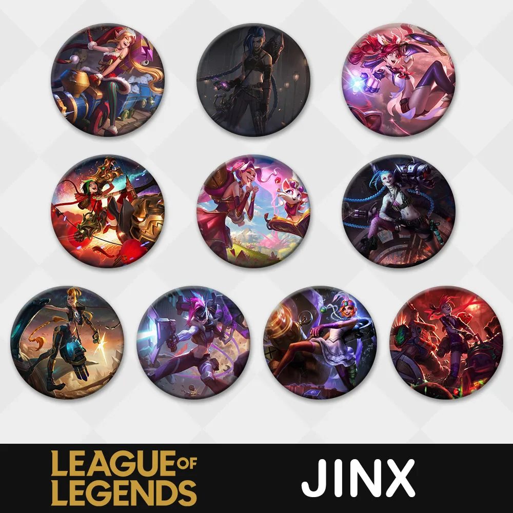 

League of Legends Jinx Arcane Star Guardian Badge LOL Champions Brooch Character Pin 58mm Metal Icon Clothes Backpack Decor Gift